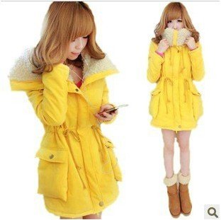 2052 heavy hair brought candy  velvet suction band cotton-padded jacket coat cotton-padded clothes dust coat coat