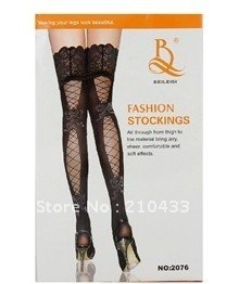 2076 Fashion Thigh-Highs Stockings Hosiery (Black)