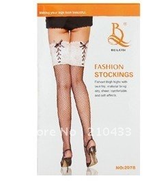 2078 Fashion Net Hole Pattern Thigh-Highs Stockings Hosiery (Black)