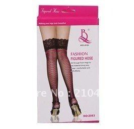 2083 Delicate Red Flower Pattern Sexy Stockings for Ladies (Black)