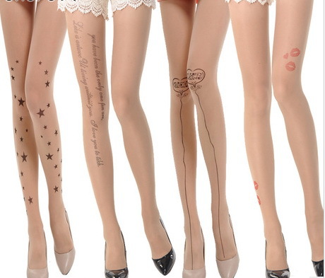 20D Thin tattoo socking lady pantyhose tattoo tights 21 styles opitions free shipping 100pcs/lot free shipping Via EMS