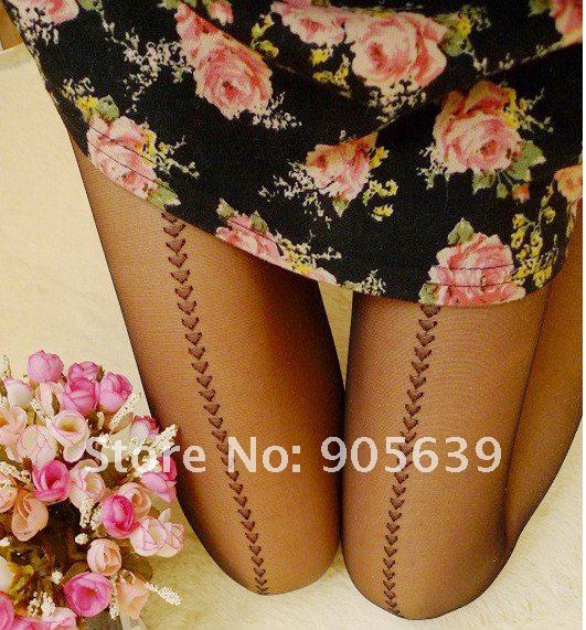 20pairs/lot  free shipping  15D sweet hear on the middle of  leg tights smooth pantyhose  fashion dobby stocking silk panty hose