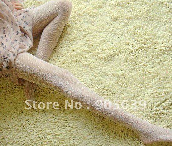 20pairs/lot  free shipping warehouse summer white tights  hose lace flowers in side  white stocking lady's sexy mesh panty hose