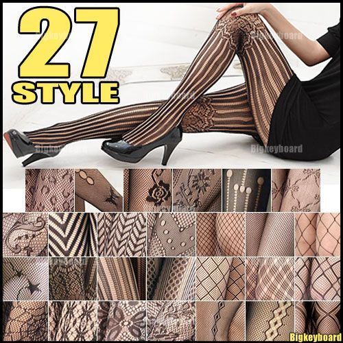 20xFashion Sexy Black Fishnet Pattern Jacquard Stockings Pantyhose Tights Free Sipping