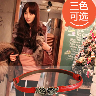 2123 women's vintage rose multicolour japanned leather thin belt strap