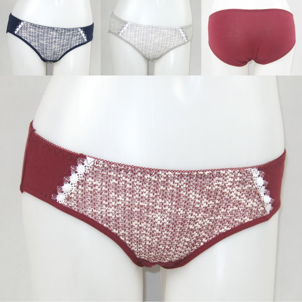 2124 # melting yarn crochet low-rise cotton underwear fake sweater design ladies briefs