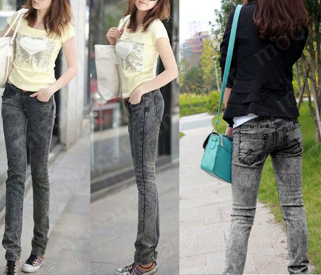 213 Hot Women's Slim Skinny Snow Pattern Jeans Trousers Tight Long Denim Pants With Red lips E0714
