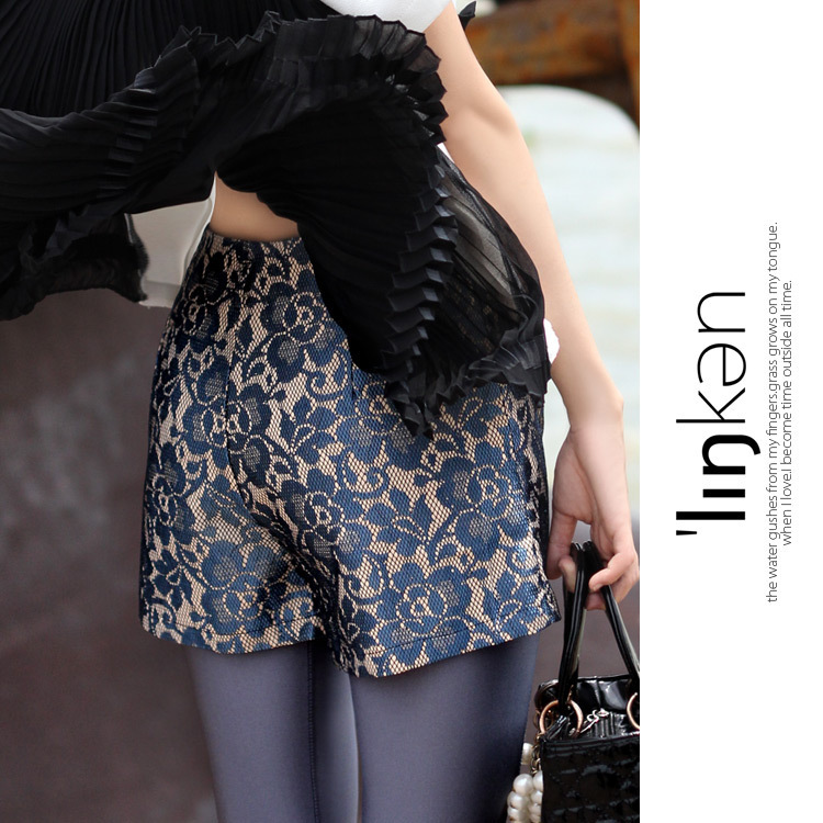 213 vintage decorative pattern 2012 elegant women's fashion high waist suit shorts