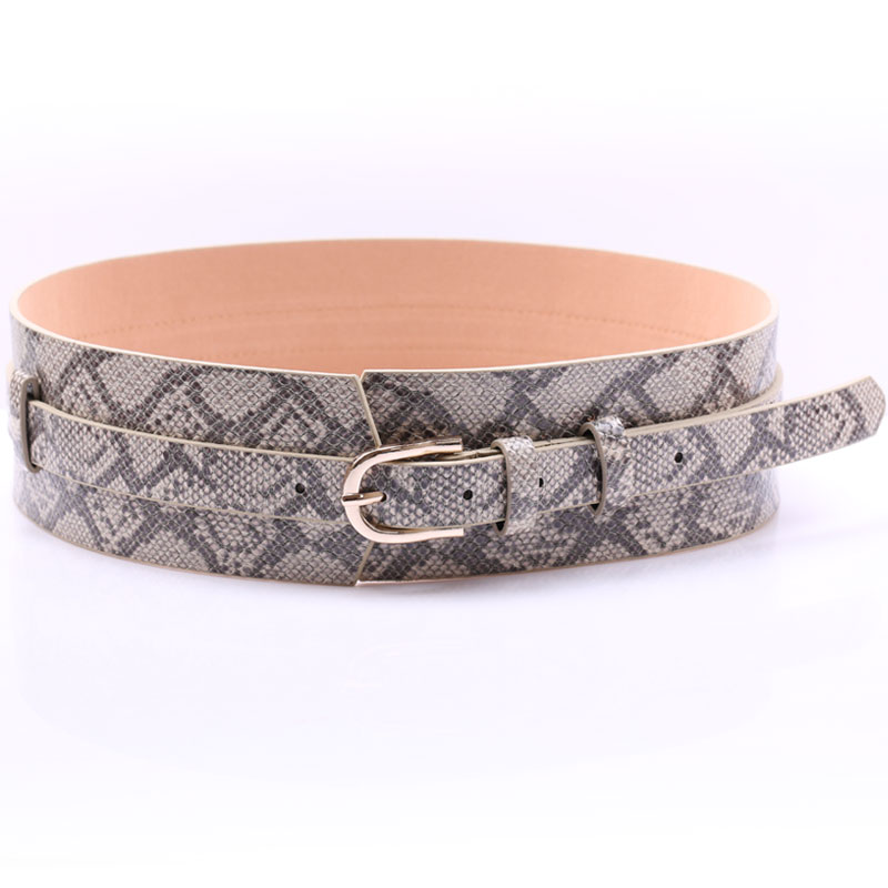 216 japanned leather serpentine pattern belt women's cummerbund Women wide belt fashion belt elegant casual all-match