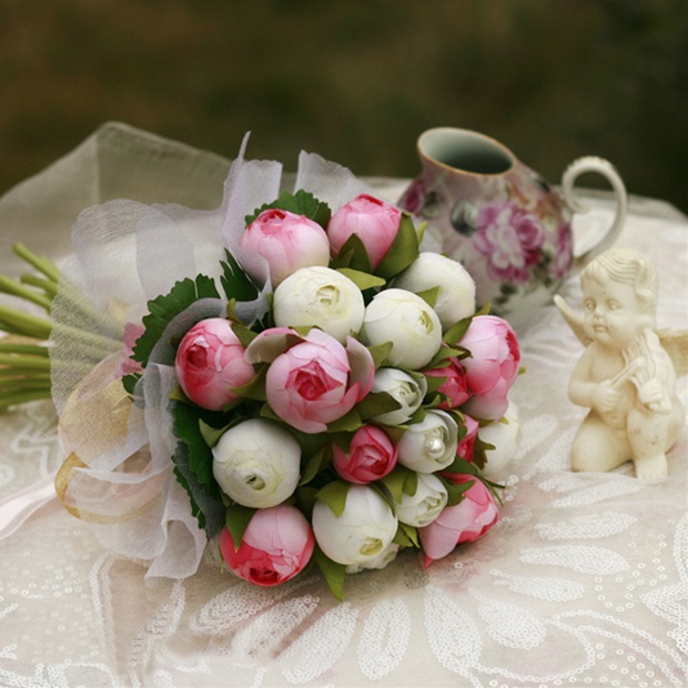 22 Camellias Hand Bridal Wedding Bouquet(12022419)