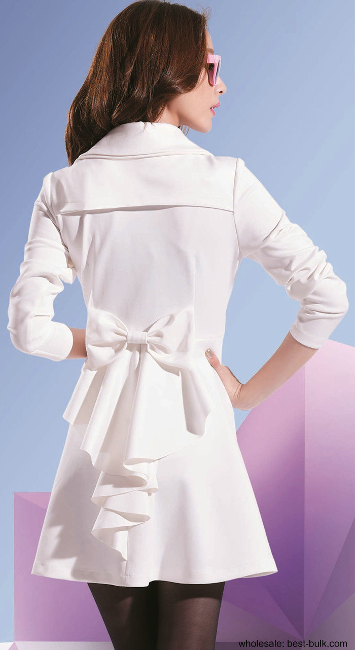 2284 Spring 2013 new female ladies slim Princess fashion bow Lapel button long-sleeved jacket coat dress wind coat