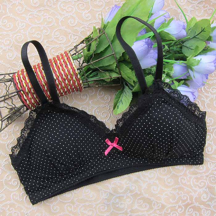 22a shopping cart black dot lace cotton vest underwear bra