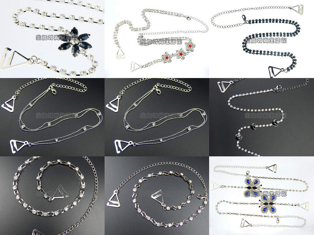 23 double-shoulder rhinestone shoulder strap metal shoulder strap metal rhinestone decoration underwear formal dress