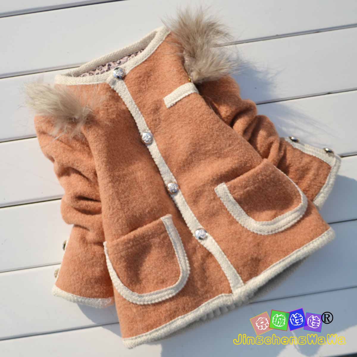 ^& 2301 autumn and winter new arrival female child top cardigan loop pile thickening outerwear girl trench