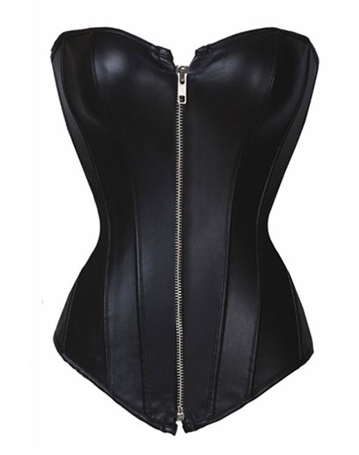 2340 zip Black lady intimates sexy lingerie satin corset size S-2XL