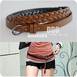 2342 t cowhide strap all-match genuine leather belt twisted cowhide women's thin belt [Minimum order $5, mix or separate]