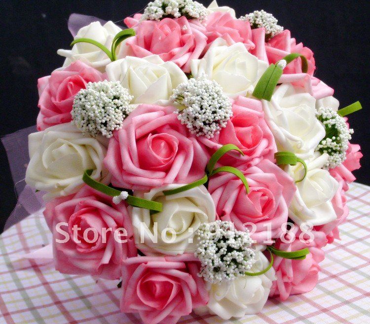 24 ROSES New Style Pink PE rose wedding favor Bouquets,Perfect Gift for wedding
