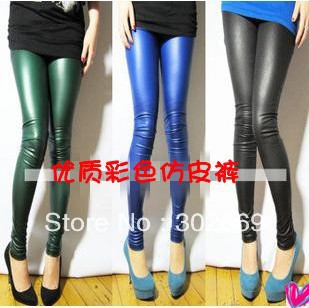 2411 Europe and America Fashion women's leggings imitation leather elastic  tight pants 5pcs/lot  free shipping