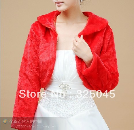 25 New Red Wedding Faux Fur Shrug Wraps Bridal Special Occasion Shawls
