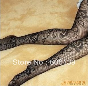 2518 restoring ancient ways Big roses totem jacquard mesh stockings  5pcs/lot Free Shipping