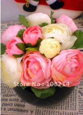 25cm Artificial Silk Tea Rose Flowers Floral Bridal Bouquet Wedding Party Home Decor 5pcs/Lot