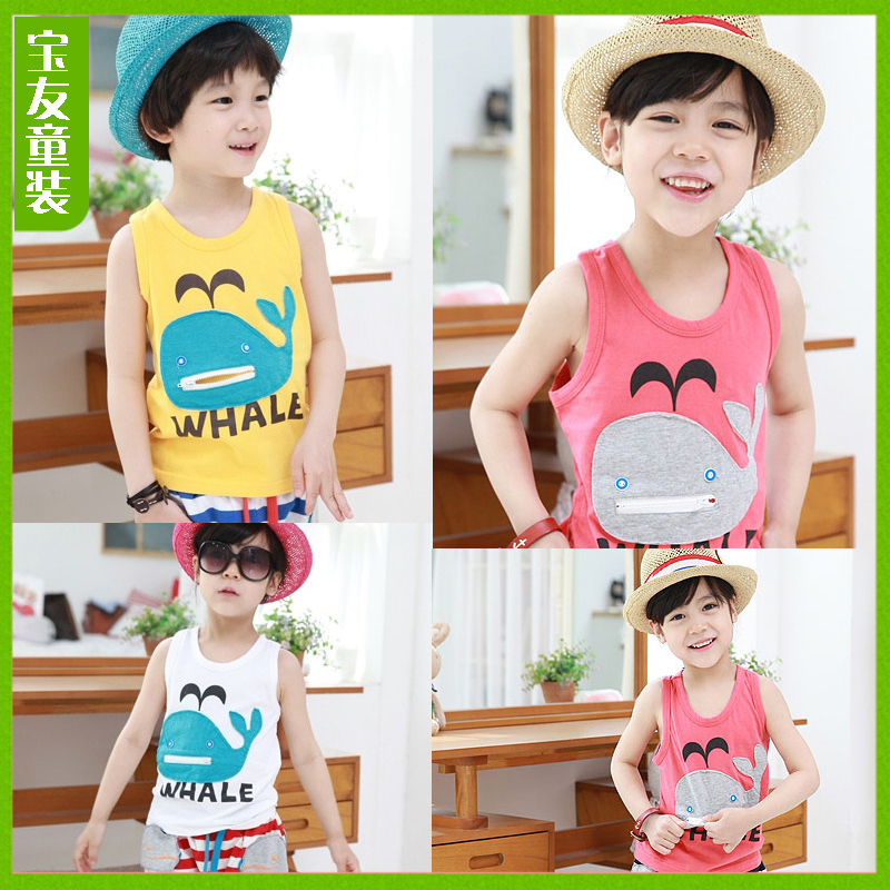 2611 2013 summer male female child cartoon applique vest no free shipping