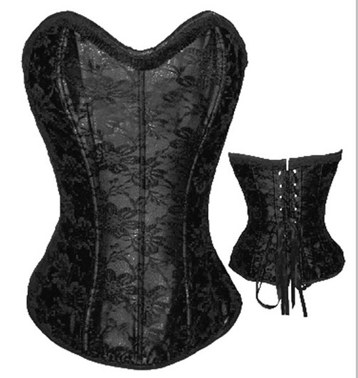 2611 black  Dropshipping  Women shaper sexy lingerie satin steel bone corset  size S-2XL