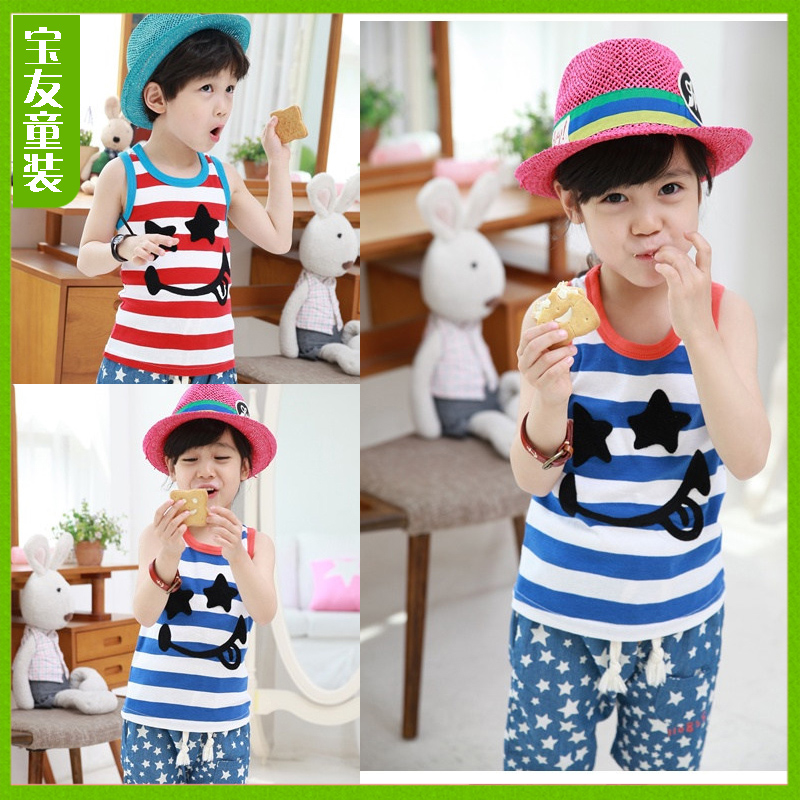 2612 2013 summer male female child cartoon applique vest   free shipping