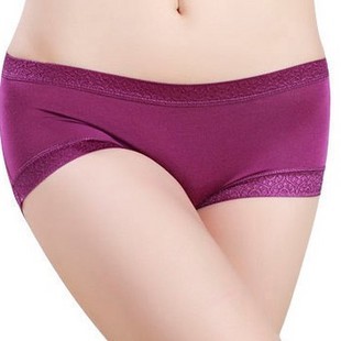 2698 modal women's seamless panties underwear mid waist lace seamless panty