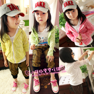 27 2012 spring and summer girls clothing cotton candy color neon air conditioning shirt sun protection shirt