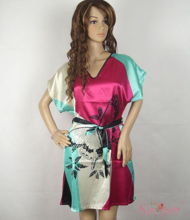 27.3 2012 summer silk short-sleeve nightgown sleepwear lounge at home service - multicolour rose