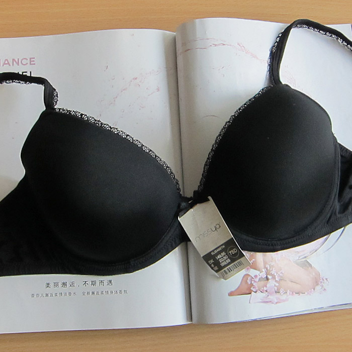 27e shopping cart black glossy missya lace thin sponge bra 75d