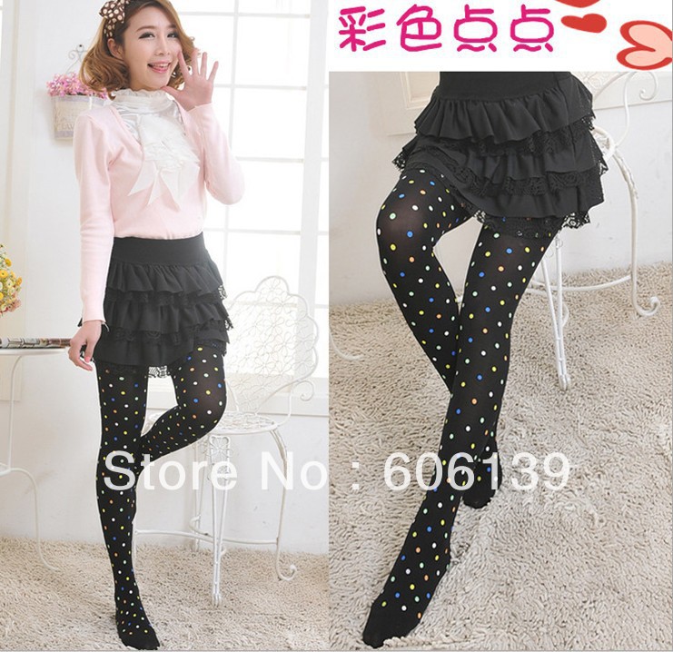 2832 Japanese sweet wind velvet painting color dot pantyhose 10pcs/lot Free Shipping