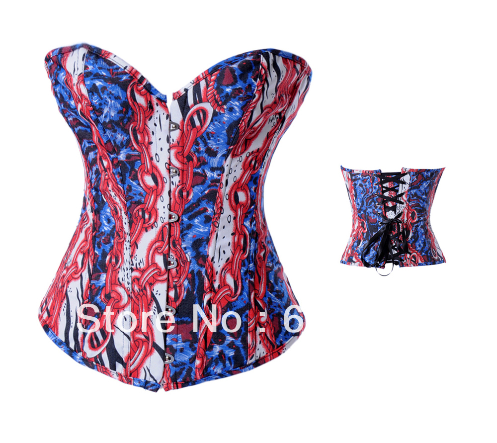 2887 New sexy rock style jeans corset busiter steel busk front lace up boned S-2XL