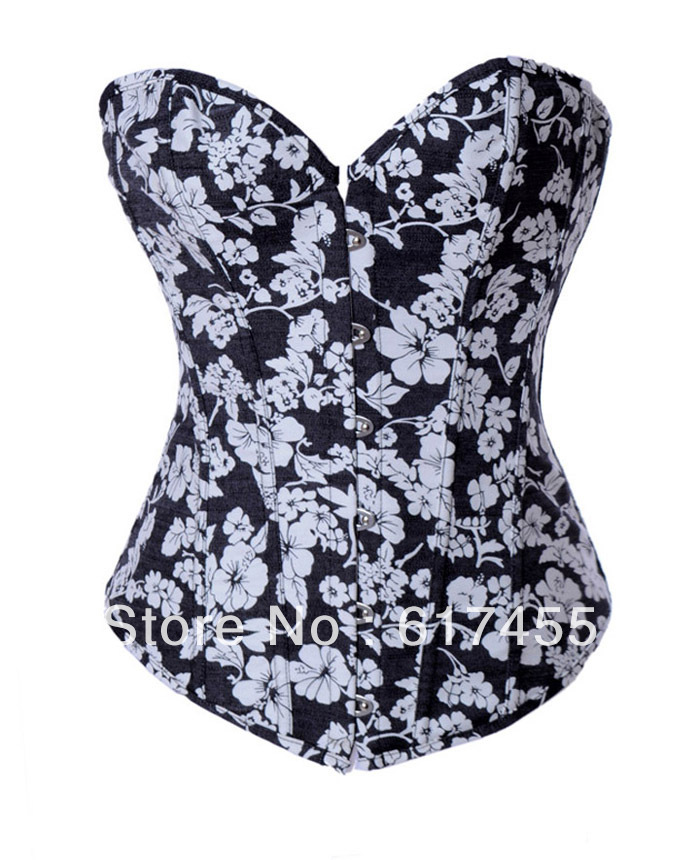 2888 Dropshiping Women intimates sexy lingerie Floral White Demin Corset wholesale