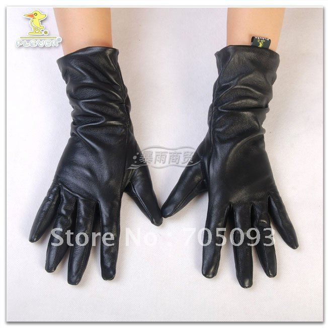 28cm lady short  genuine leather gloves black S/M/L/XL free shipping Christmas gift  NO.42