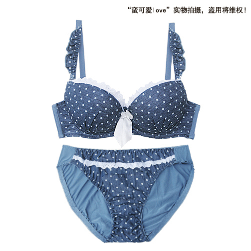 29 ! vintage polka dot polka dot denim material pad push up bra set