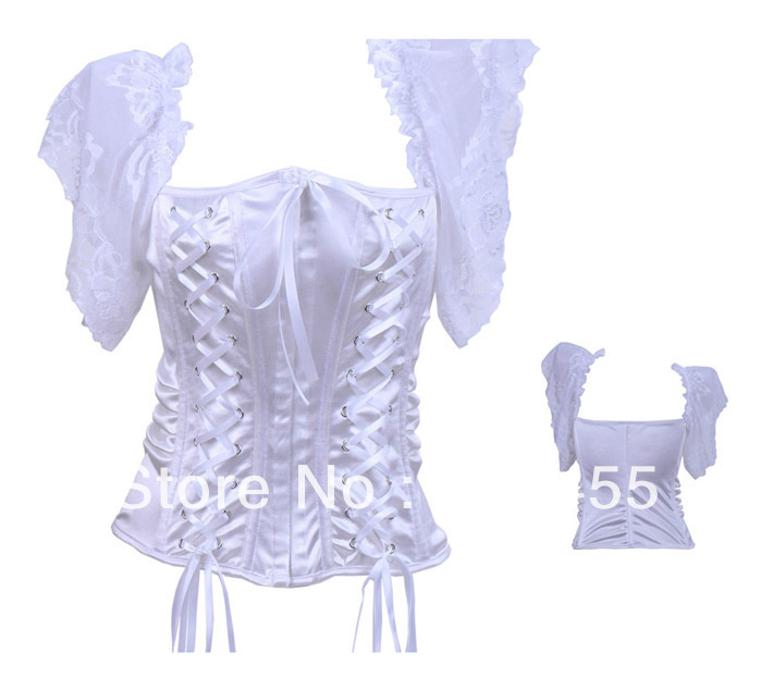 2902 White Women shaper sexy lingerie satin lace up corset wholesale