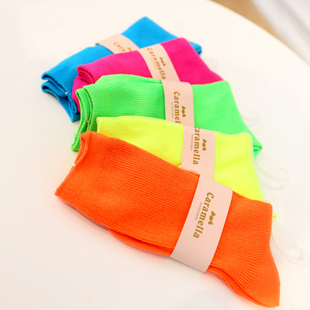 2904 women's fashion multicolour neon piles of socks candy socks knee-high socks