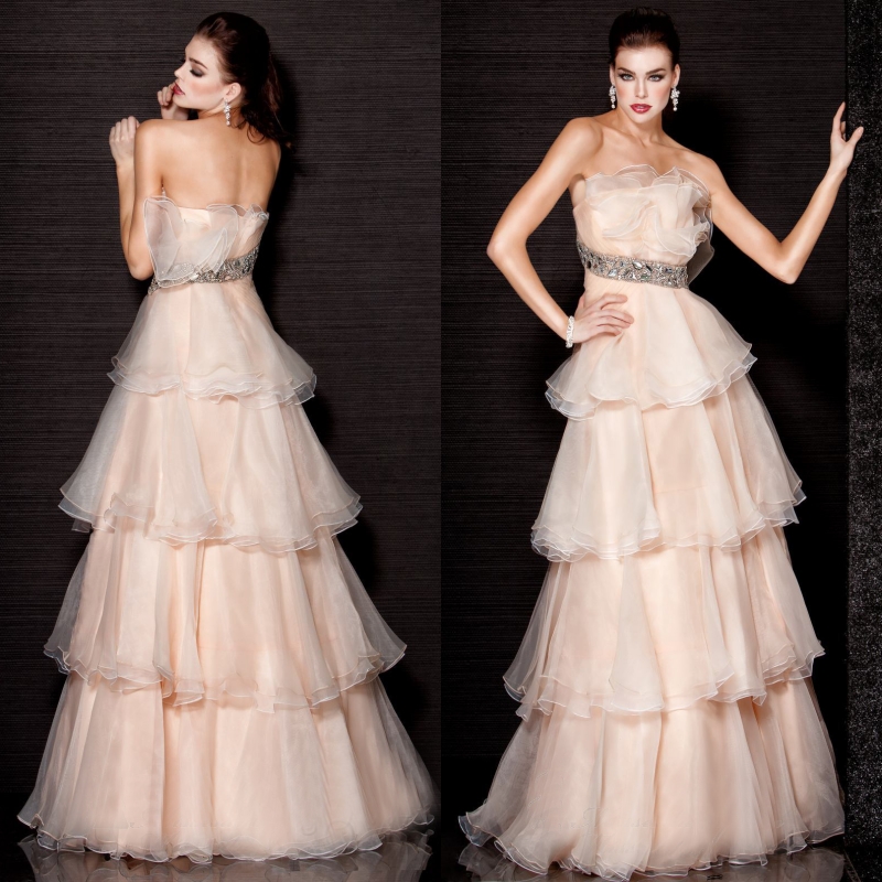 2g formal Meat pink cake skirt   tube top beading     quality he151 evening  bride dress wedding party cocktail