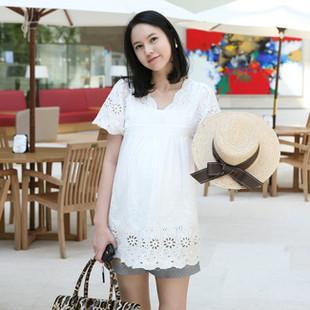 2g maternity   top laciness V-neck short-sleeve T-shirt  clothing