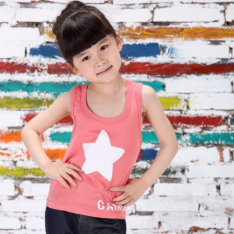 2g Summer children's clothing boy girl child candy color five-pointed star casual vest