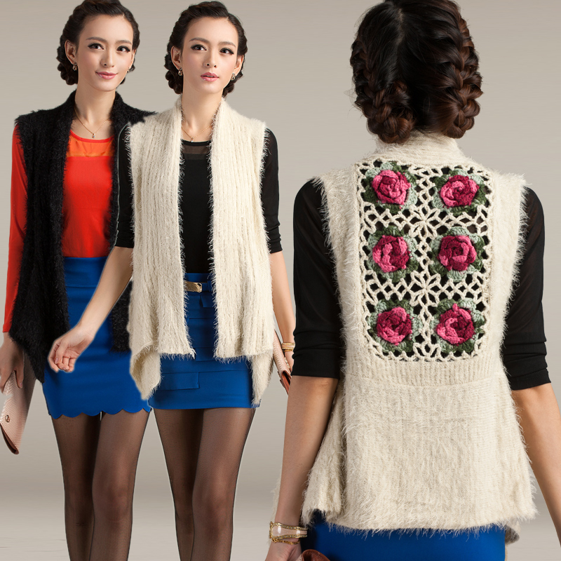 2h1 autumn winter Autumn sweet knitting handmade crochet cutout knitted  outerwear cardigan cape waistcoat women's sweater