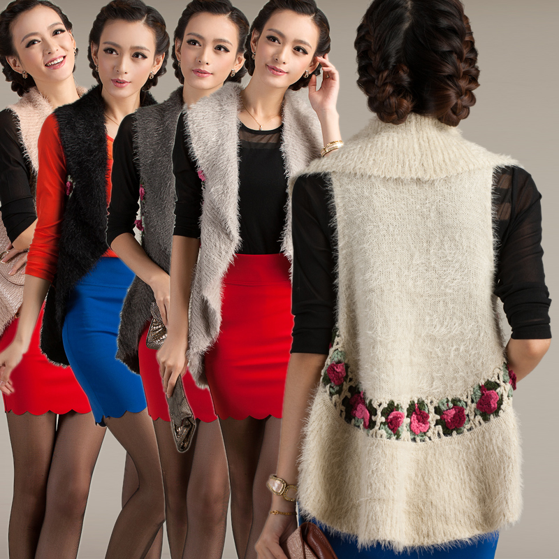 2h1 autumn winter Autumn sweet knitting handmade crochet medium-long cutout knitted  outerwear cardigan cape women's sweater