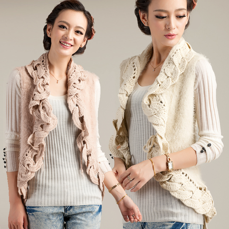 2h1 autumn winter Autumn women's all-match handmade crochet twisted medium-long knitted  outerwear cardigan kaross sweater