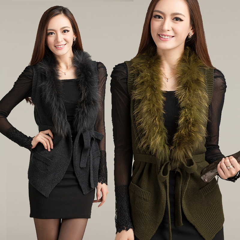 2h1 autumn winter Autumn women's medium-long  outerwear lady's cape waistcoat cardigan fur collar sweatercoat lady's sweater