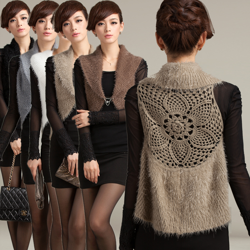 2h1 autumn winter   vintage elegant handmade crochet cutout knitted sweater outerwear  cape waistcoat lady's cardigan pollover