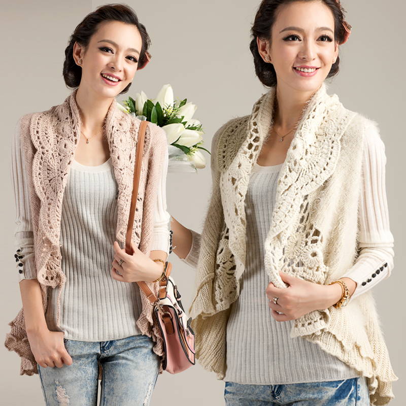 2h1 NEW autumn  arrival vintage elegant women's handmade crochet cutout knitted  cardigan cape LADY'S sweater party birthday