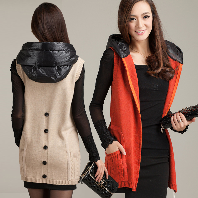 2h1 NEW women's medium-long slim  cardigan outerwear hooded  LADY'S sweater party birthday dress