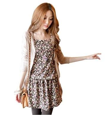 2PCS CARDIGAN+PRINTED HALTER TOP,fashion shirt,summer dress 2012,casual dresses,free shipping,Q193